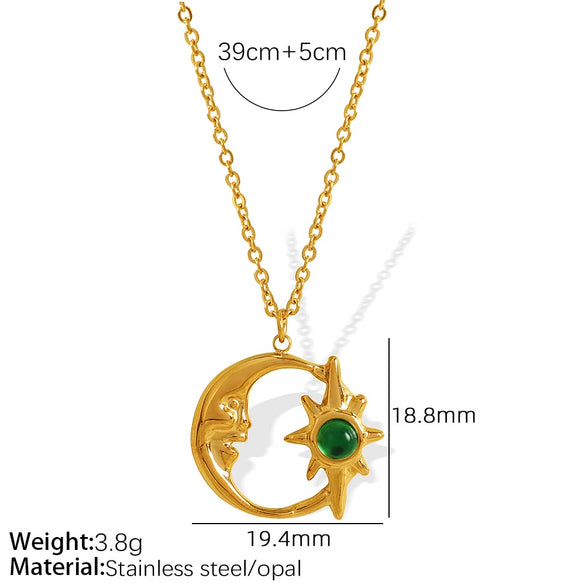 Jewelry 316L Stainless Steel Constellation Hollow Star Moon Pendant Clavicle Chain Electroplated