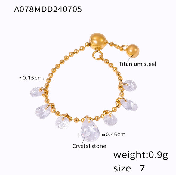 Jewelry 316L Stainless Steel Crystal Geometric Drop Shape Goldplated Chain Pendant