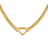 Jewelry 316L Stainless Steel Cuban Chain Heart Ring With Geometric Pattern 18K Gold Plated Punk Style
