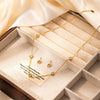 Jewelry Titanium Steel Diamondencrusted Love Necklace Earrings Bracelet Set For Women