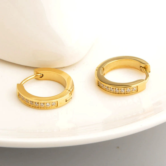 Jewelry Titanium Steel Ear Buckle With Letters Numbers Text Pattern Electroplating Design