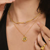 Jewelry 316L Stainless Steel Enigma Devil's Eye Zircon 18K Electroplated Creative Trend Necklace Ring