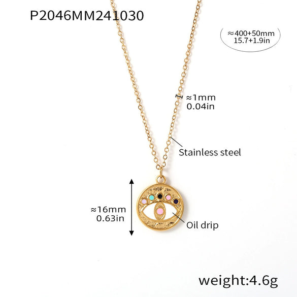 Jewelry 316L Stainless Steel Enigma Devil's Eye Zircon 18K Electroplated Creative Trend Necklace Ring