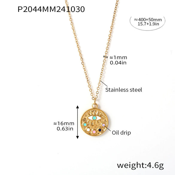 Jewelry 316L Stainless Steel Enigma Devil's Eye Zircon 18K Electroplated Creative Trend Necklace Ring