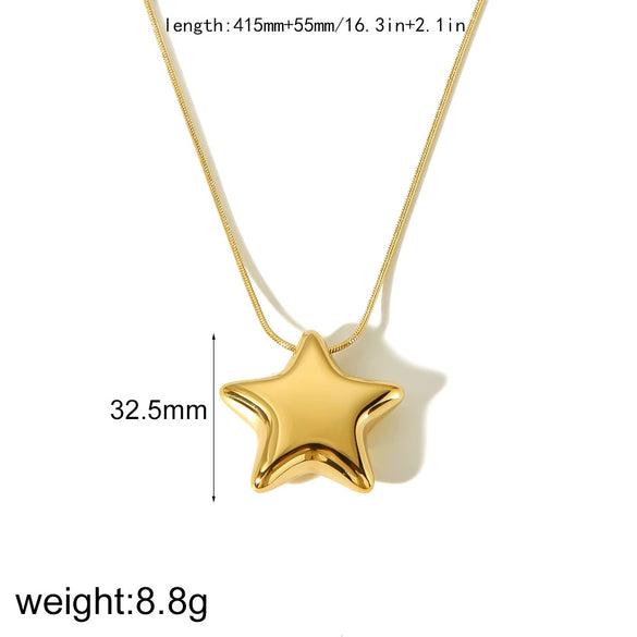 Jewelry Titanium Steel Fivepointed Star Electroplated Women's Earrings Necklace Suit