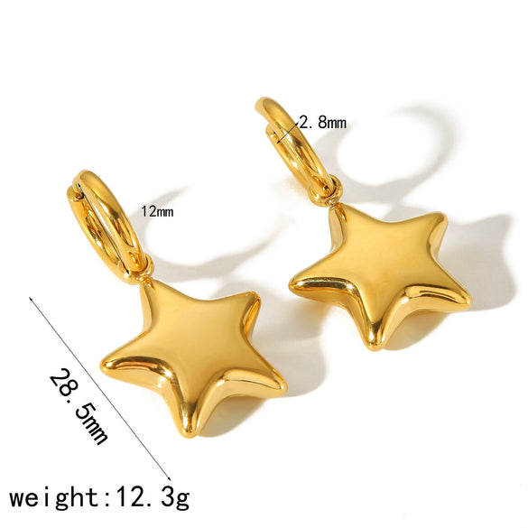 Jewelry Titanium Steel Fivepointed Star Electroplated Women's Earrings Necklace Suit