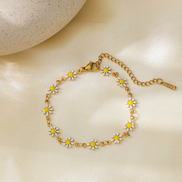 Jewelry Titanium Steel Flower Painted Oil Dripping Electroplating Women's Bracelet Necklace