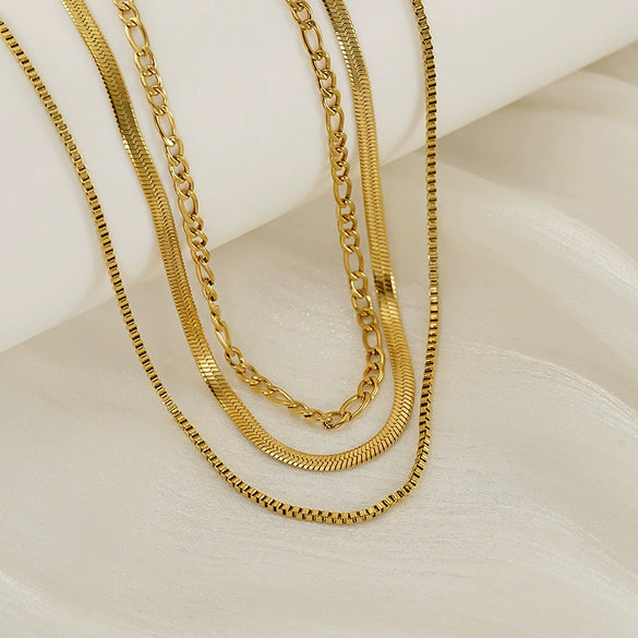 Jewelry 316L Stainless Steel Geometric Bone Chain Necklace For Women Electroplated Punk Style