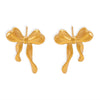 Jewelry 316L Stainless Steel Geometric Bow Gold Plated Earrings For Women