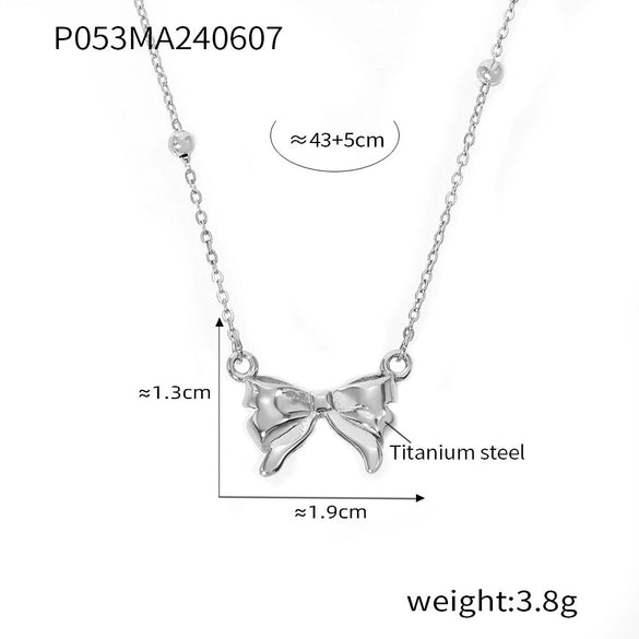 Jewelry 316L Stainless Steel Geometric Bow Style Retro Gold Plated