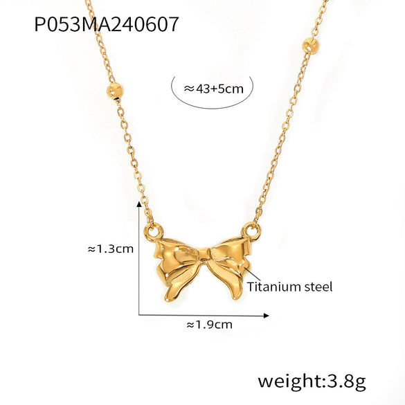 Jewelry 316L Stainless Steel Geometric Bow Style Retro Gold Plated