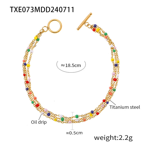 Jewelry 316L Stainless Steel Geometric Electroplating Bohemian Style Multilayer Chain Stacked Wear