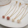 Jewelry Titanium Steel Geometric Flower Ball Pendant Braided Necklace For Women Electroplated