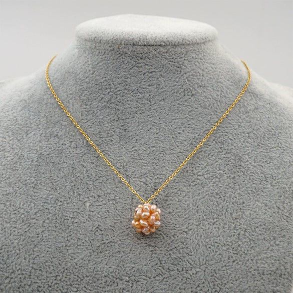 Jewelry Titanium Steel Geometric Flower Ball Pendant Braided Necklace For Women Electroplated
