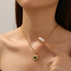 Jewelry Titanium Steel Geometric Heart Pendant Necklace With Box Chain