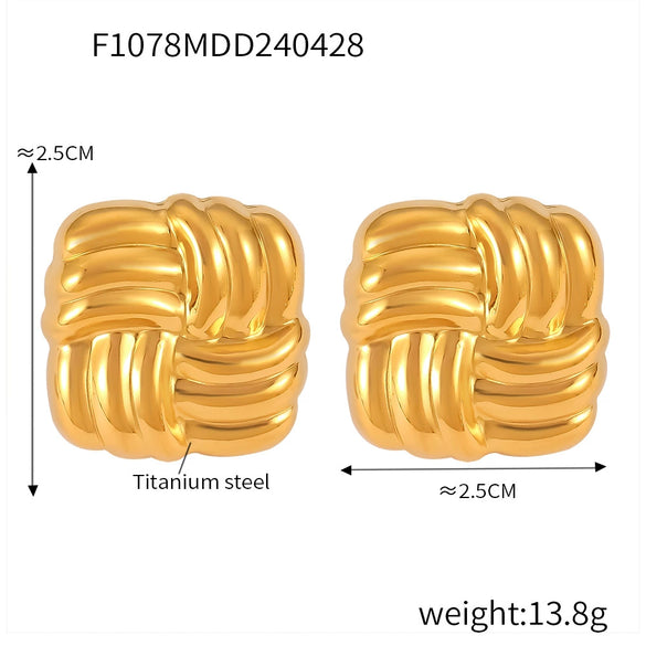 Jewelry 316L Stainless Steel Geometric Line Weaving Ushaped Electroplating Earrings For Women