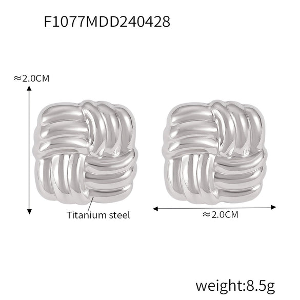Jewelry 316L Stainless Steel Geometric Line Weaving Ushaped Electroplating Earrings For Women