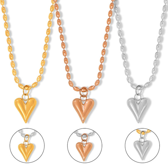 Jewelry 316L Stainless Steel Geometric Love Pendant Gold Plated Necklace