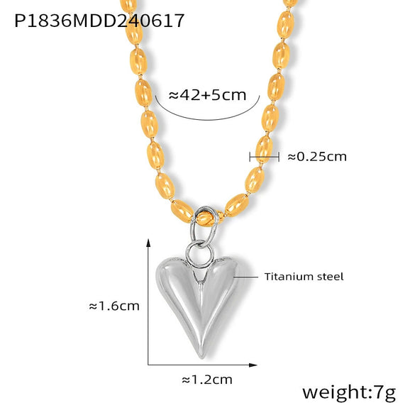 Jewelry 316L Stainless Steel Geometric Love Pendant Gold Plated Necklace