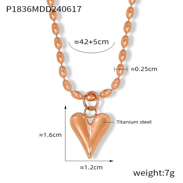 Jewelry 316L Stainless Steel Geometric Love Pendant Gold Plated Necklace