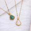Jewelry Titanium Steel Geometric Mixed Gem Inlay Twisted Chain Electroplating Women's Necklace