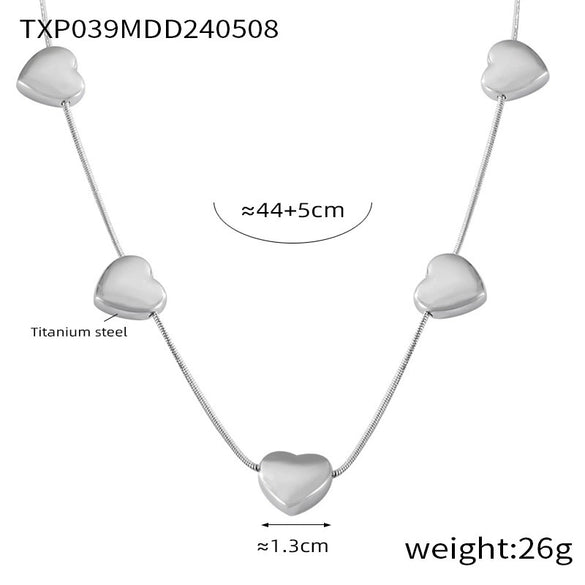 Jewelry 316L Stainless Steel Geometric Snake Bone Chain Pendant With Love Pattern Electroplating Design