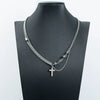 Jewelry Titanium Steel Geometric Stitching Beaded Cross Men's Necklace Polishing