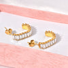 Jewelry Titanium Steel Geometric U Shape Zircon Earrings