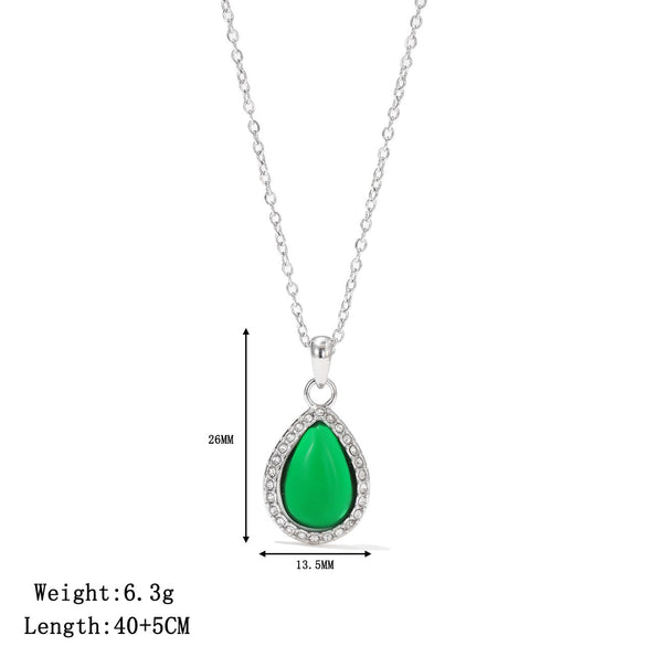 Jewelry Titanium Steel Geometric Water Drop Pendant Necklace Electroplating For Women