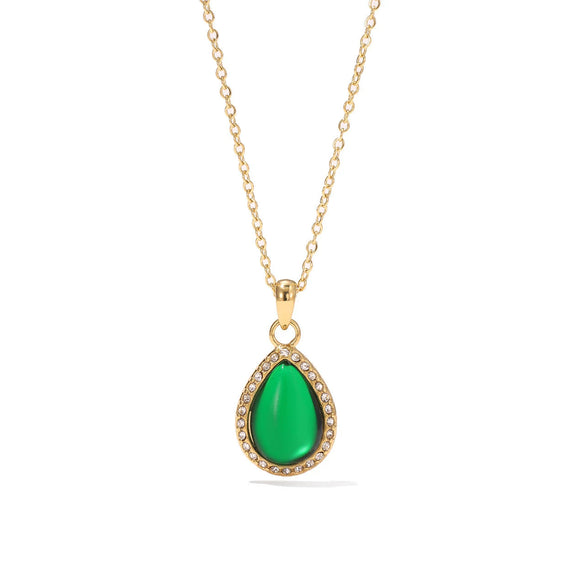 Jewelry Titanium Steel Geometric Water Drop Pendant Necklace Electroplating For Women