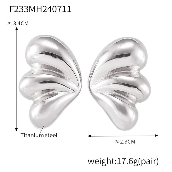 Jewelry 316L Stainless Steel Geometric Wings Electroplating Women's Earrings