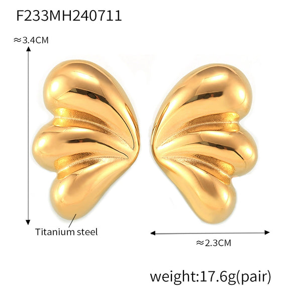 Jewelry 316L Stainless Steel Geometric Wings Electroplating Women's Earrings