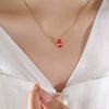 Jewelry 316L Stainless Steel Geometric Zircon Pendant Necklace For Women With Electroplating