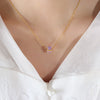 Jewelry 316L Stainless Steel Geometric Zircon Pendant Necklace For Women With Electroplating