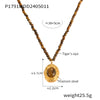 Jewelry 316L Stainless Steel Gold Plated Geometric Beaded Tiger Eye Vintage Elegant Necklace