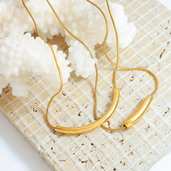 Jewelry 316L Stainless Steel Gold Plated Geometric Style Electroplated Smile Necklace For Women