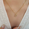 Jewelry 316L Stainless Steel Gold Plated Letter Diamond Pendant Necklace For Women