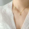 Jewelry 316L Stainless Steel Gold Plated Letter Diamond Pendant Necklace For Women