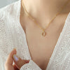 Jewelry 316L Stainless Steel Gold Plated Letter Diamond Pendant Necklace For Women