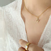 Jewelry 316L Stainless Steel Gold Plated Letter Diamond Pendant Necklace For Women