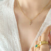 Jewelry 316L Stainless Steel Gold Plated Letter Diamond Pendant Necklace For Women