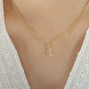 Jewelry 316L Stainless Steel Gold Plated Letter Diamond Pendant Necklace For Women