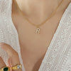 Jewelry 316L Stainless Steel Gold Plated Letter Diamond Pendant Necklace For Women