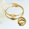 Jewelry 316L Stainless Steel Gold Plated Love Shape Adjustable Coil Bracelet And Ring