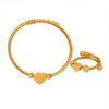 Jewelry 316L Stainless Steel Gold Plated Love Shape Adjustable Coil Bracelet And Ring