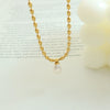 Jewelry 316L Stainless Steel Gold Plated Oval Bead Chain Freshwater Pearl Pendant Geometric Style