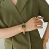 Jewelry 316L Stainless Steel Goldplated Exaggerated Crystal Necklace And Bracelet With Cuban Chain Electroplating Style