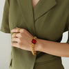Jewelry 316L Stainless Steel Goldplated Exaggerated Crystal Necklace And Bracelet With Cuban Chain Electroplating Style