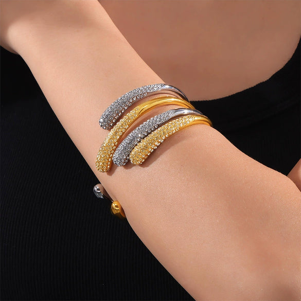 Jewelry 316L Stainless Steel Goldplated Geometric Open Bracelet