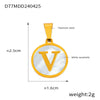 Jewelry 316L Stainless Steel Goldplated Pendant With White Shell Inlay Geometric Letter Pattern